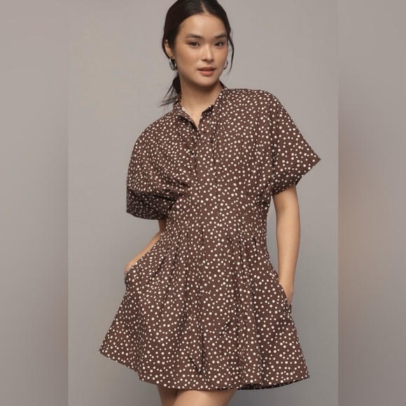 Anthropologie Dresses & Skirts - Anthropologie x Exquise The Tobie Tie-Neck Shirt Mini Dress Size XS NWT